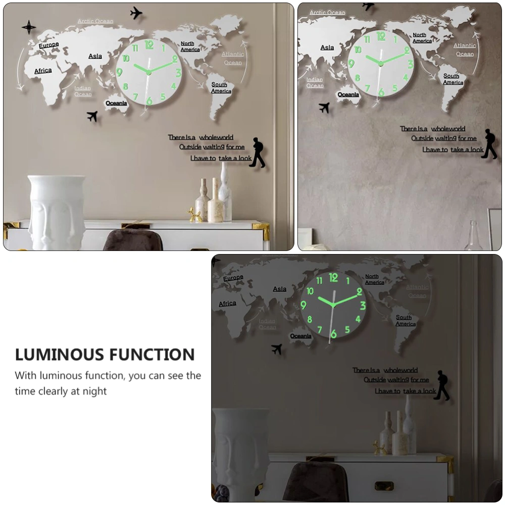 World Time Wall Clock World Map Home Decorative Silent Clock Art Decoration