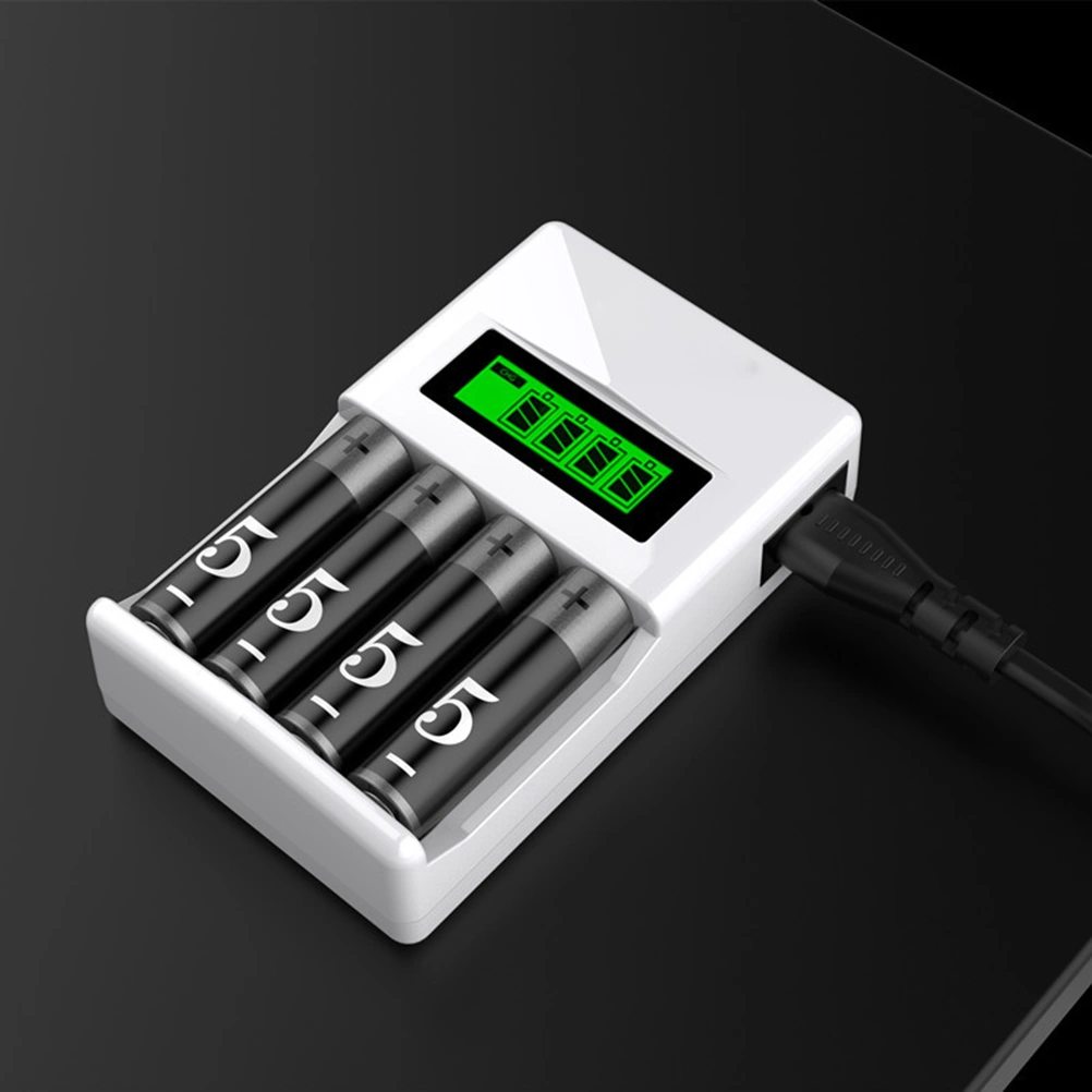 LCD 4-Slots Universal Battery Charger for Rechargeable Batteries (EU Plug)