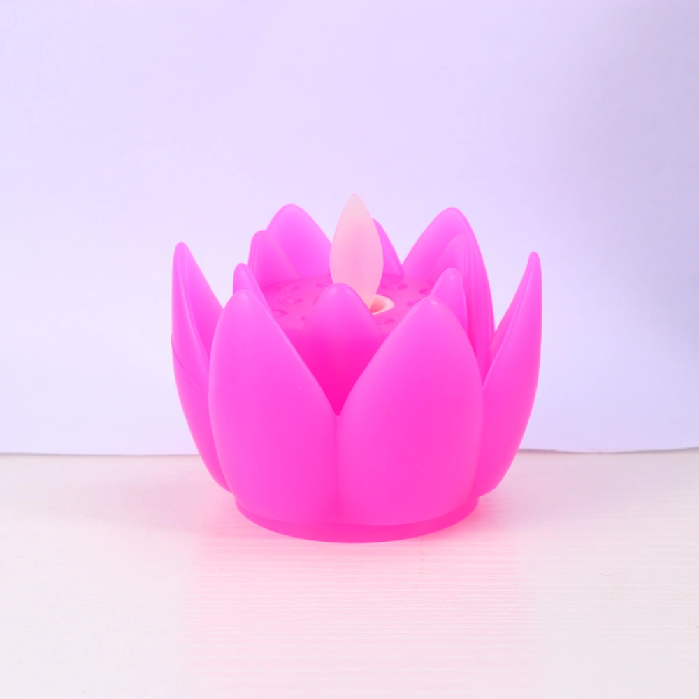 Flameless LED Candle Simulation Lotus Shaped Candle Realistic Dancing LED Candle Flower Decorative Light - with Batteries (Purple)