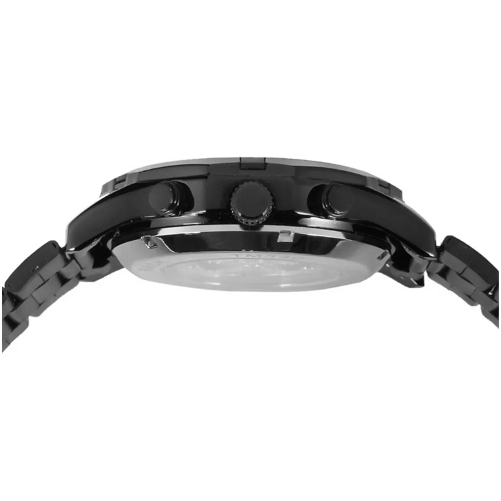 Men Automatic Mechanical Wrist Watch with Stainless Steel Band (Black)