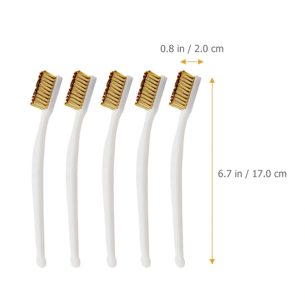 5pcs Plastic Handle Wire Brush Copper Scratch Brush for Cleaning Welding Slag and Rust