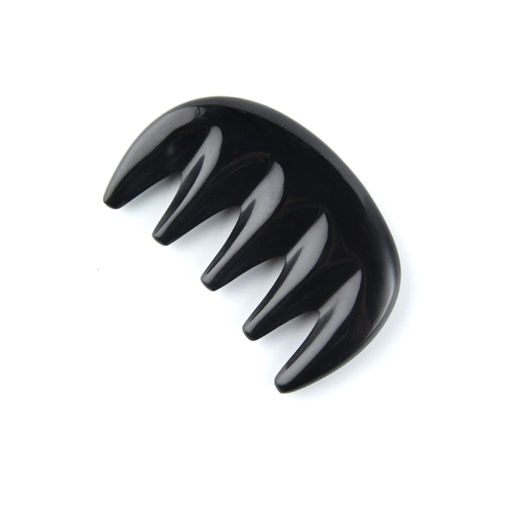 Wide Tooth Massaging Treatment Scraping Massage Tool Smooth Horn Comb (Black)