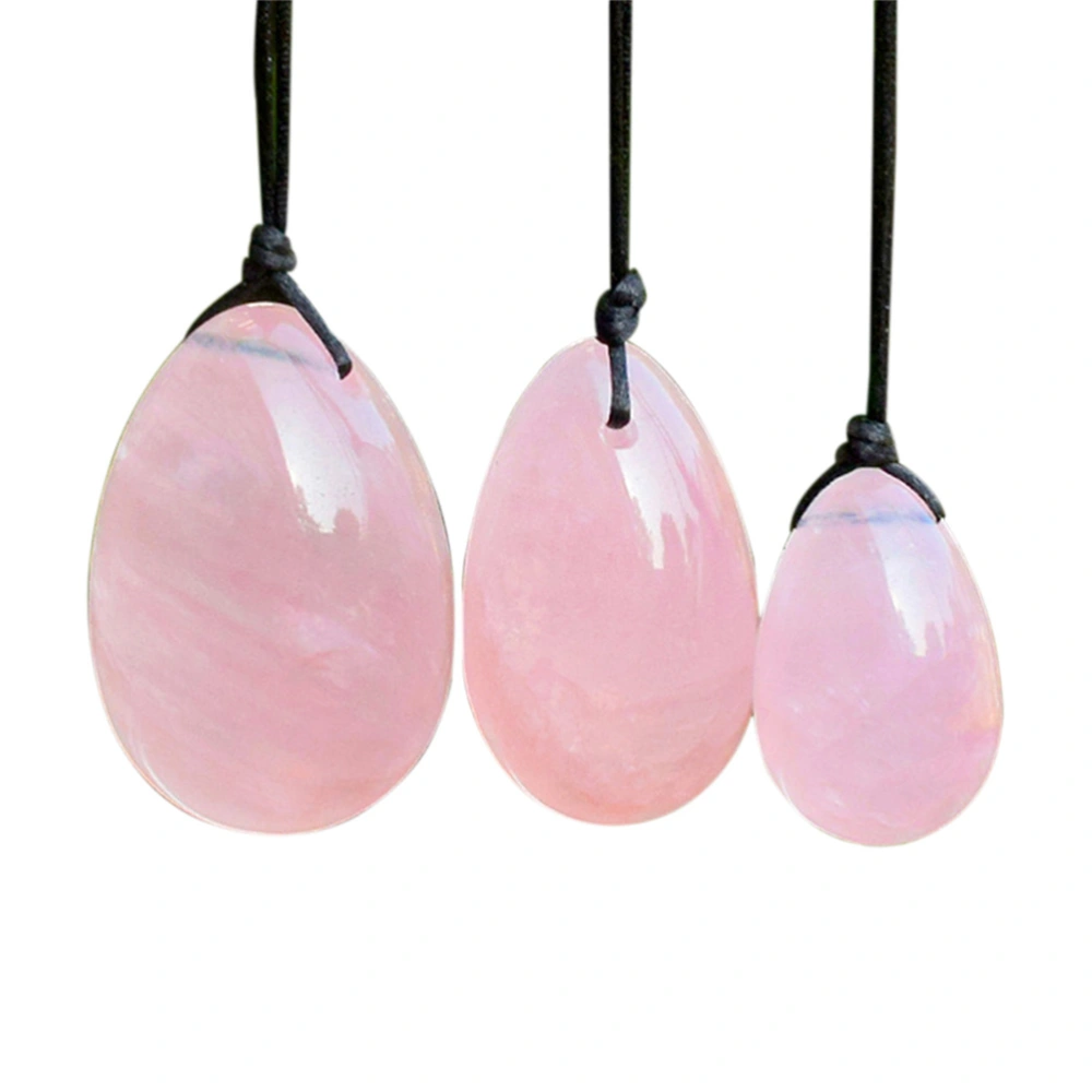 3PCS Drilled Crystal Quartz Jade Egg for Kegel Exercise Pelvic Floor Muscles Vaginal Exercise Yoni Egg Health Care for Women Gift (Pink)