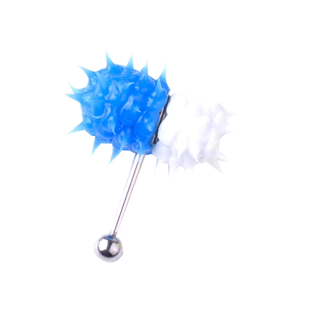 Stainless Steel Tongue Rings Plated Tongue Piercing Rings Piercings Jewelry Accessories (Blue + White)