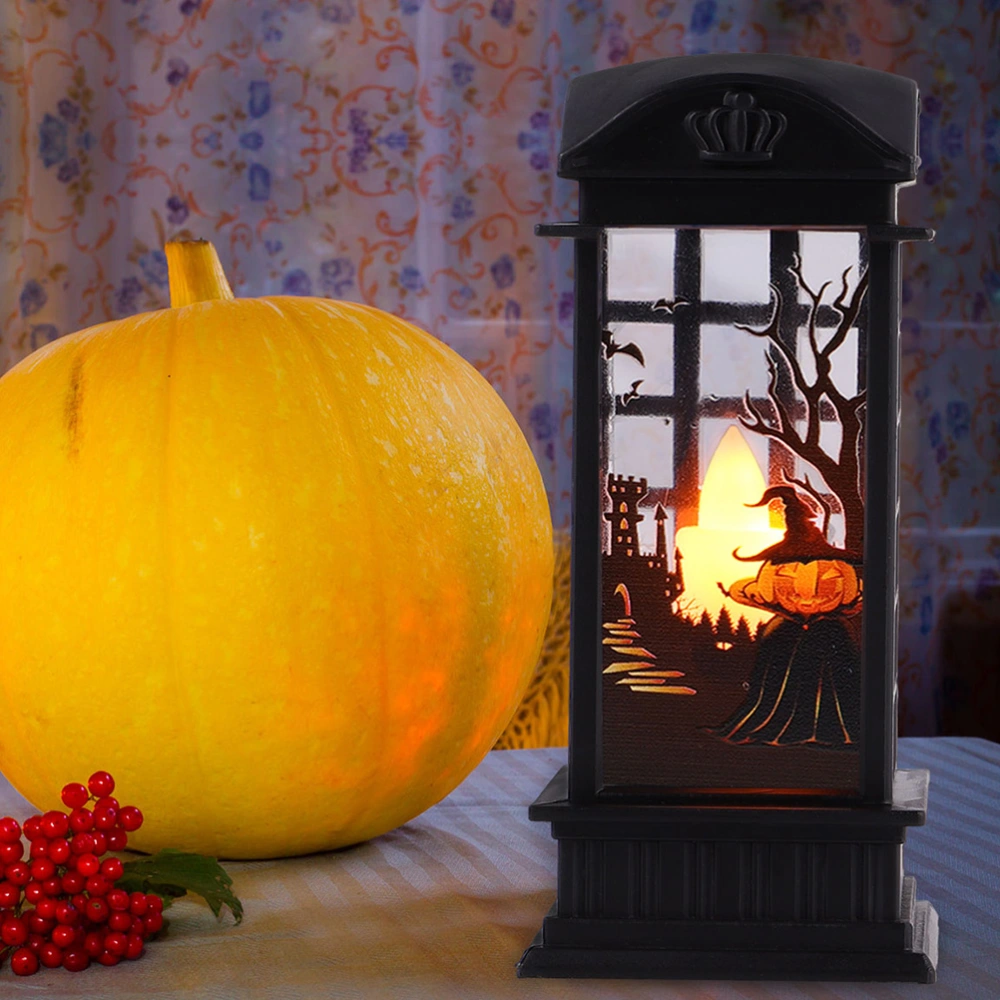 2pcs Halloween Retro Lantern Indoor Outdoor Ornament Lamp Decoration (Black)