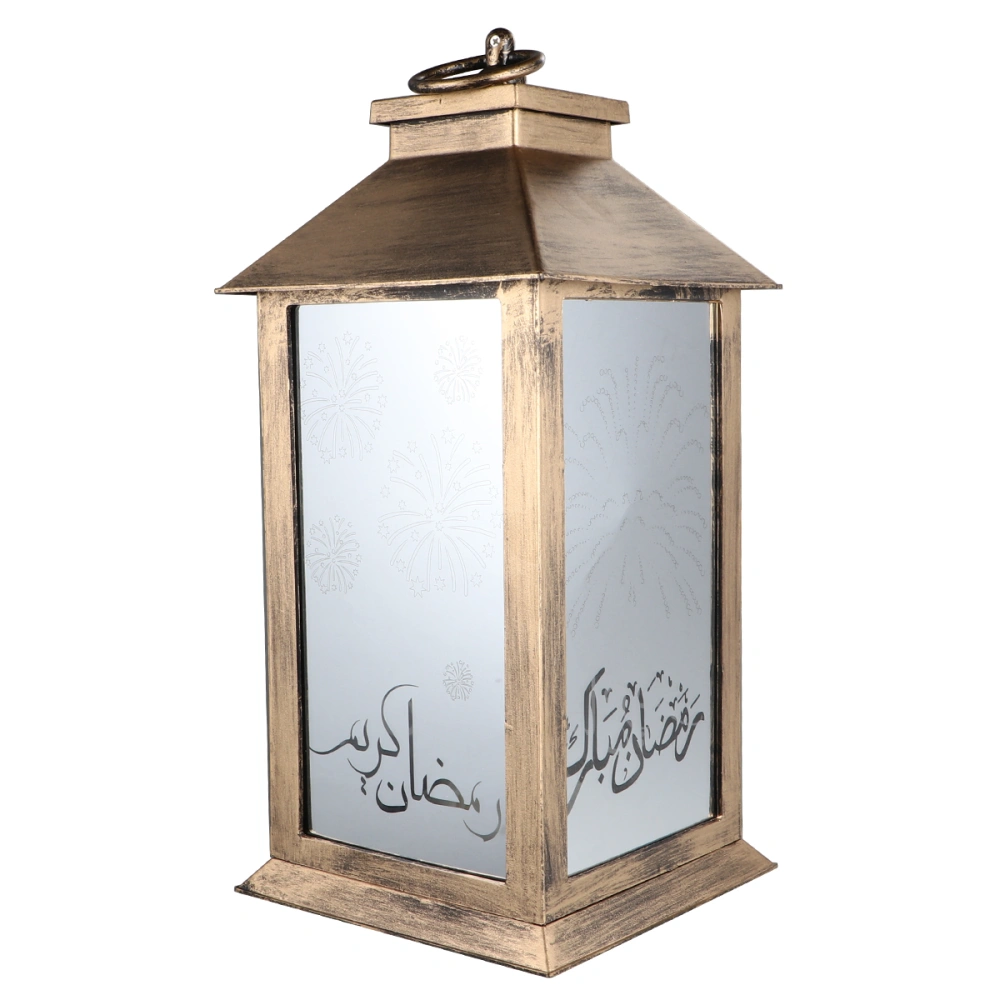 Muslim Ramadan Lantern Decorative Storm Lamp Portable LED Eid Light Crafts Party Decor (Antiqued)