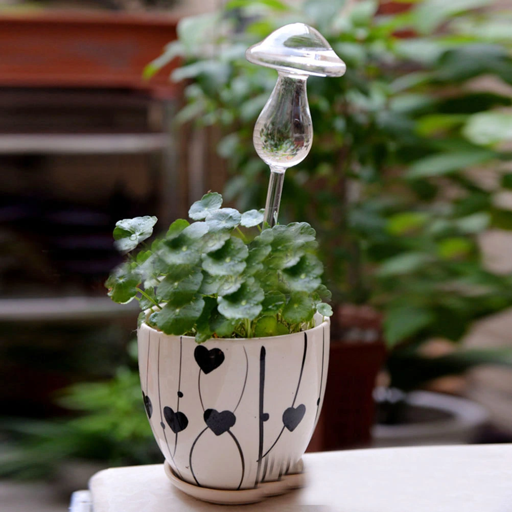 Self Watering Devices Mini Glass Automatic Plant Waterer System Irrigation for Patio Lawn Garden Pot or Planter (Mushroom Shape)