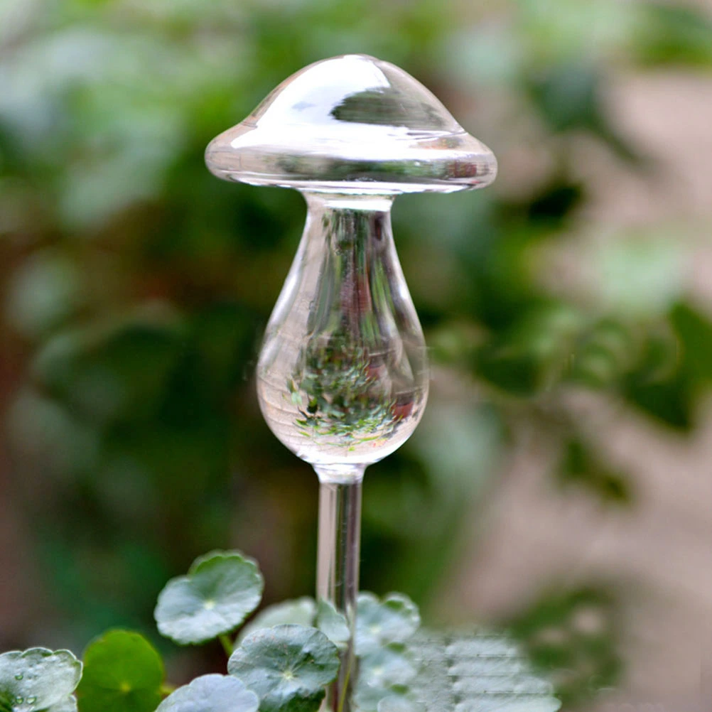 Self Watering Devices Mini Glass Automatic Plant Waterer System Irrigation for Patio Lawn Garden Pot or Planter (Mushroom Shape)