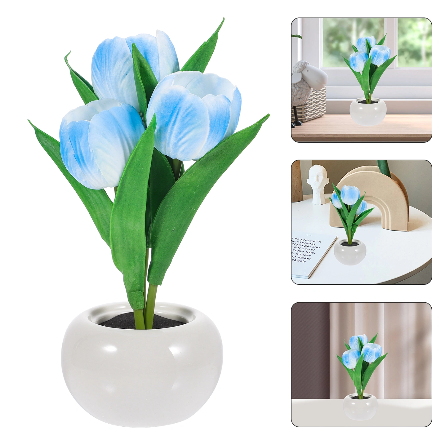 Tulip Table Lamp Flower Desk Lamp Flowerpot Lamp Night Light Women Bedroom Decor