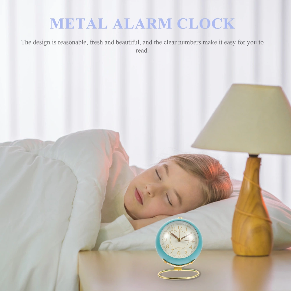 Student Dormitory Alarm Clock Metal Decorative Night Light Clock for Bedroom