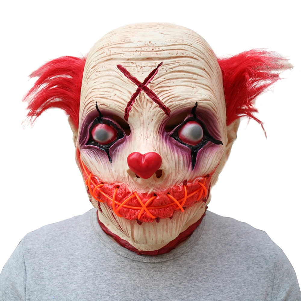 Luminous Clown Face Mask Fun Halloween LED Headgear Masquerade Costume Party Carnival Performing Props without Battery