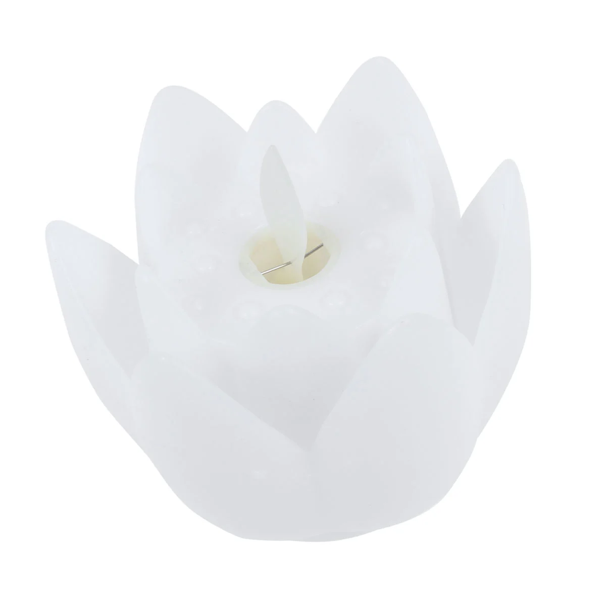 Flameless LED Candle Simulation Lotus Shaped Candle Realistic Dancing LED Candle Flower Decorative Light - with Batteries (White)