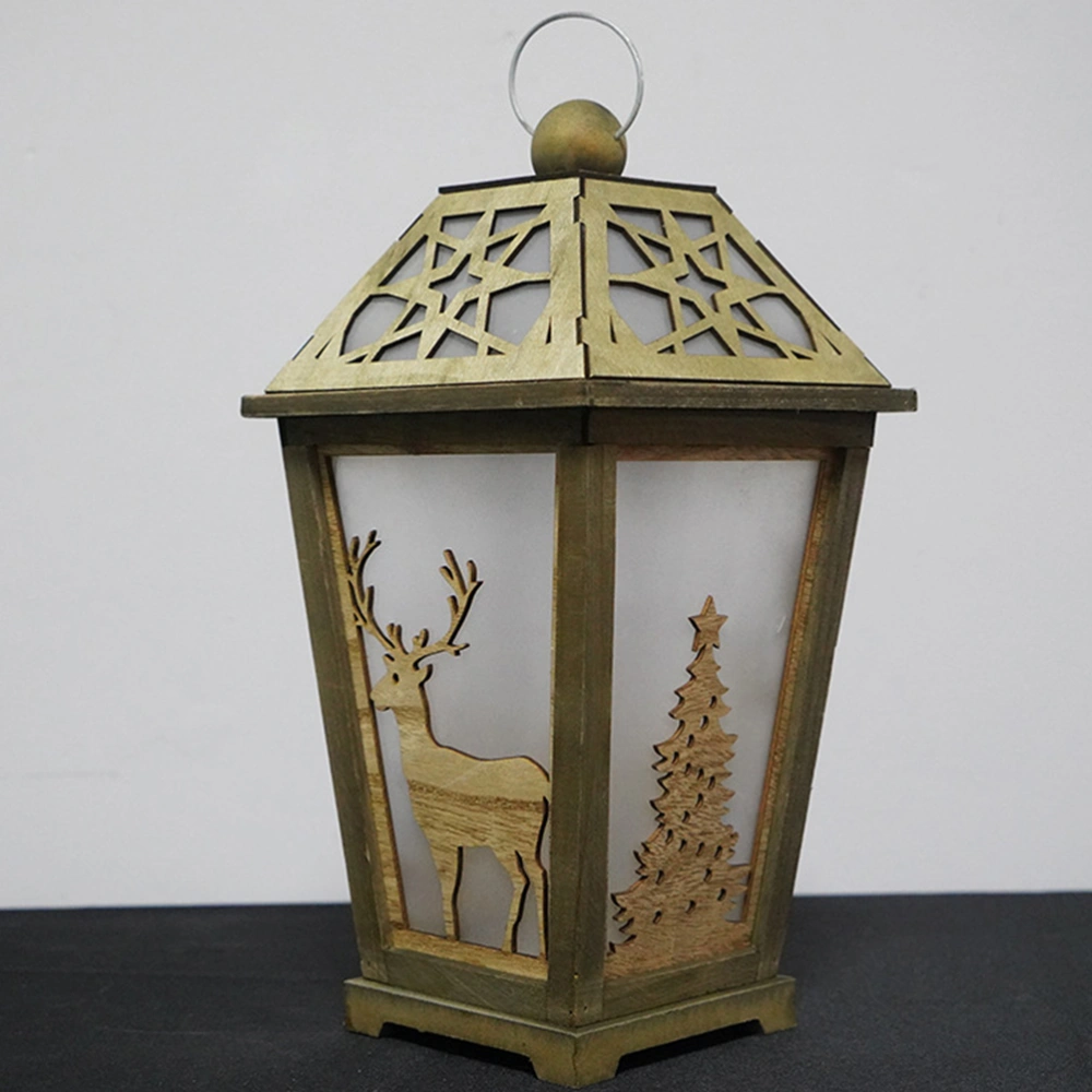 1Pc Christmas Lantern Elk LED Hanging Lantern for Home Light Brown