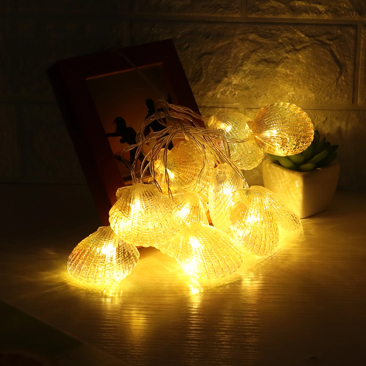 10 Lights 1.5 Meters Shell Shape LED Strip Light Decoration Light Battery Powered Colorful Light No Battery Included