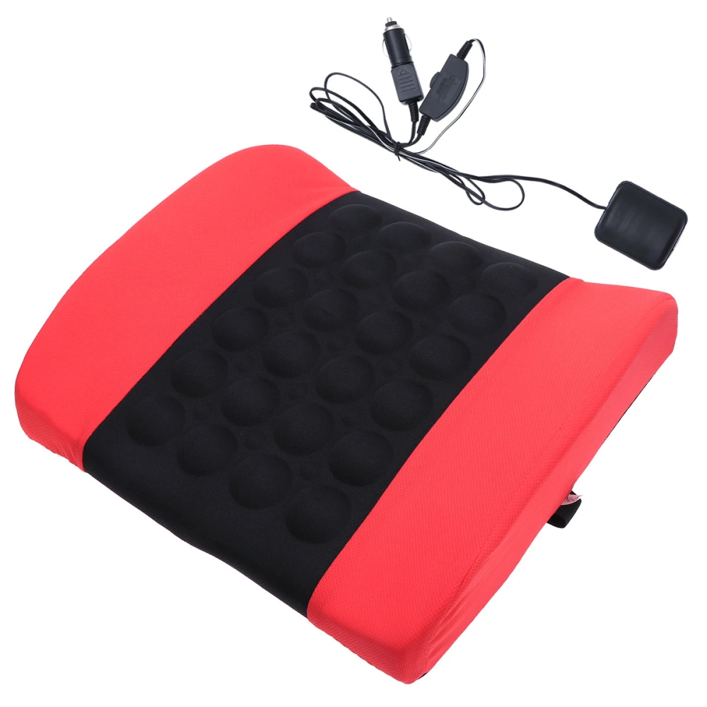 Multifunctional DC12V Electric Vibration Car Massager Waist Pillow Pain Relief Car Seat Back Lumbar Support Cushion Waist Pad (Random Color)