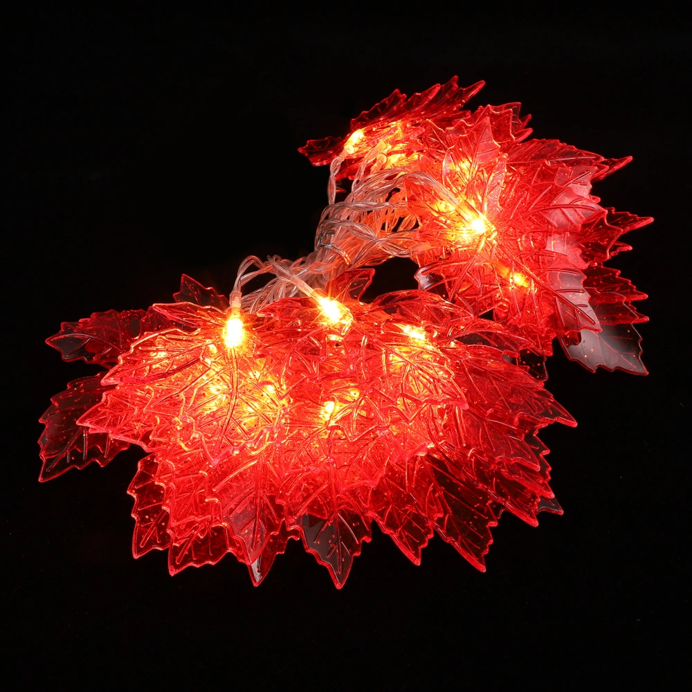 1Pc Thanksgiving LED  Maple Leaf Lamp String Xmas Party Decoration Red