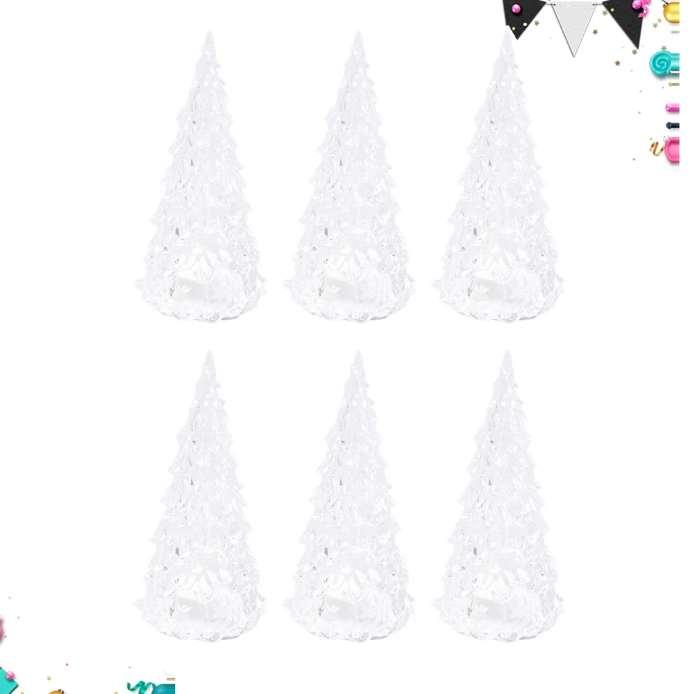 6PCS LED Glowing Christmas Tree Plastic Christmas Tree Flashing Christmas Tree Colorful Night Light