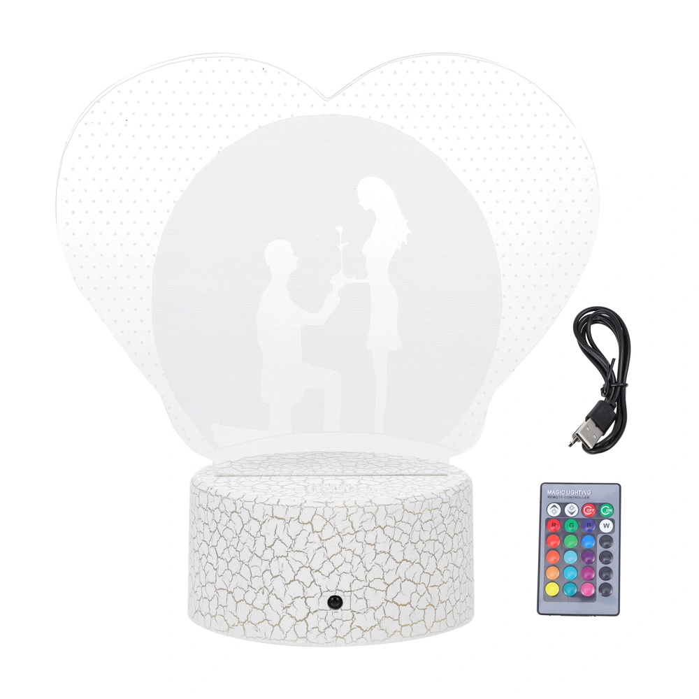 1Set Valentine's Day 3D Night Light Creative Touch Remote-control Light for Home