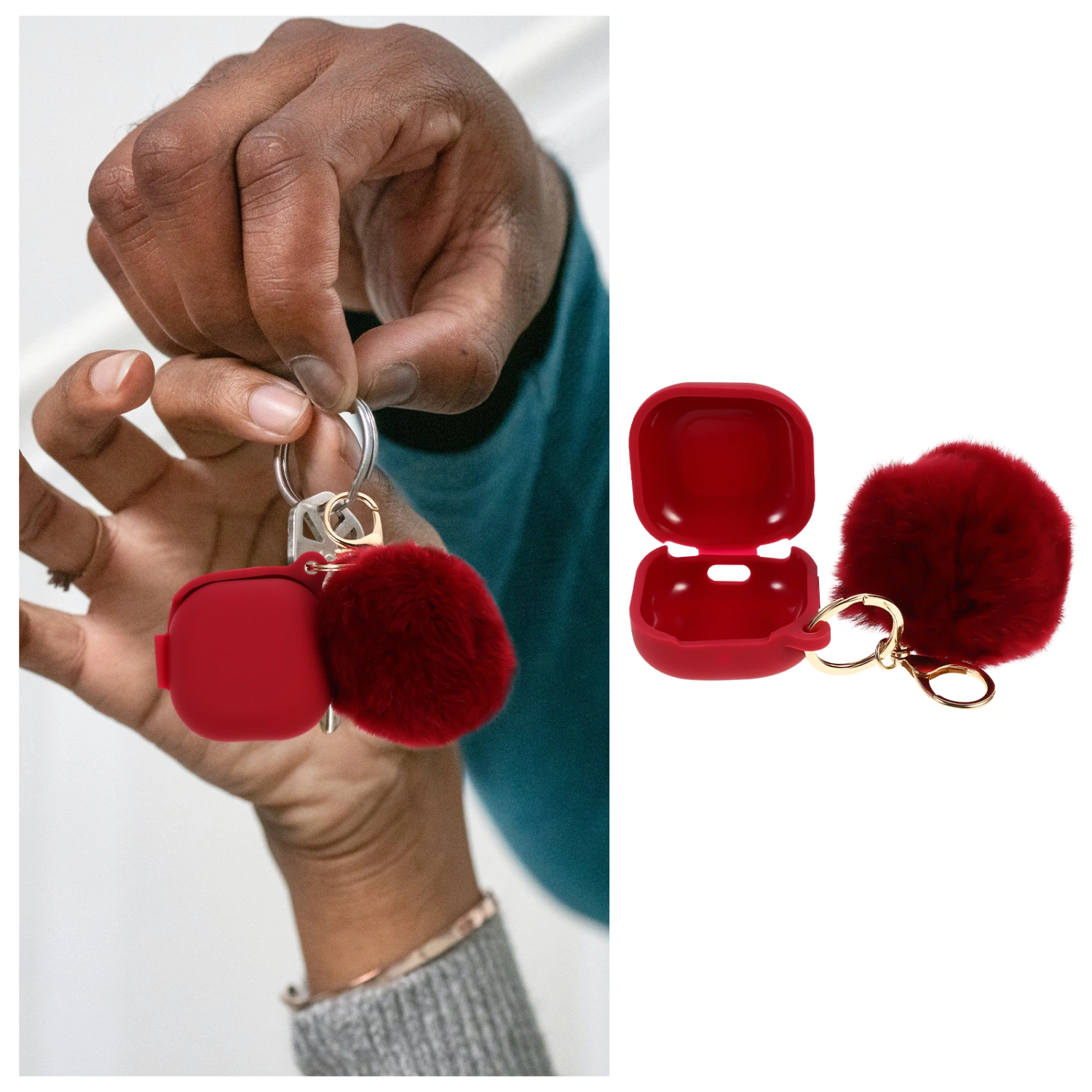 Lovely Wireless Earphone Cover with Key Chain Compatible for Galaxy Buds Live