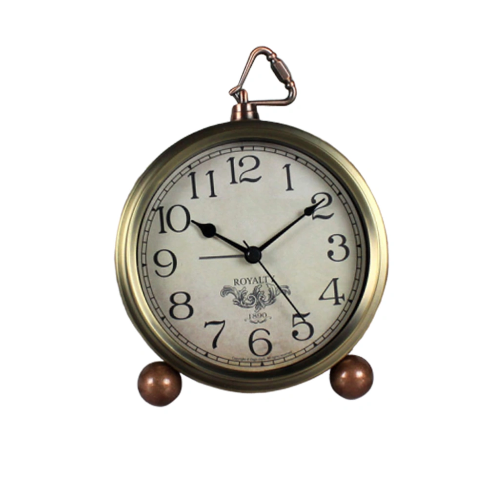 1PC American Style Alarm Clock Vintage Table Clock Adornment Creative Desktop Clock Crafts Decor Mute Desktop Alarm Clock Decor Delicate Time Display Clock Ornament for Home Office Without Battery Number Style