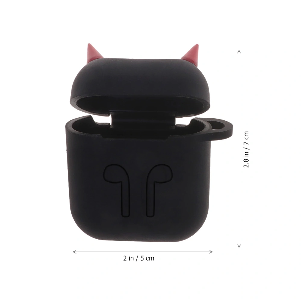 Wireless Headset Silicone Case Practical Protector Cover Case Container Compatible With Airpods Black Color(Random Rope Color)