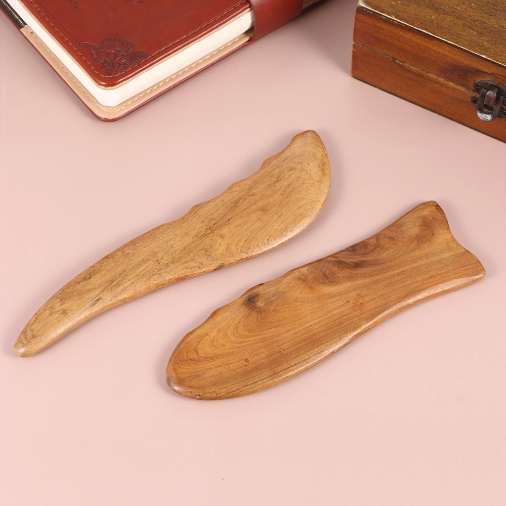 2Pcs Natural Wood Massagers Mini Scraping Boards Portable Scraping Plate Skin Care Supplies