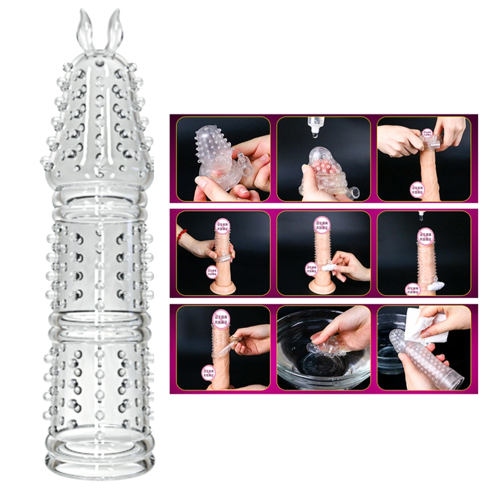 Men Use Spike Lock Fine Ring Spike Shake Crystal Set Adult Sexy Condom Male Health Care Products Penis Sleeve Extension Enlarger Toy