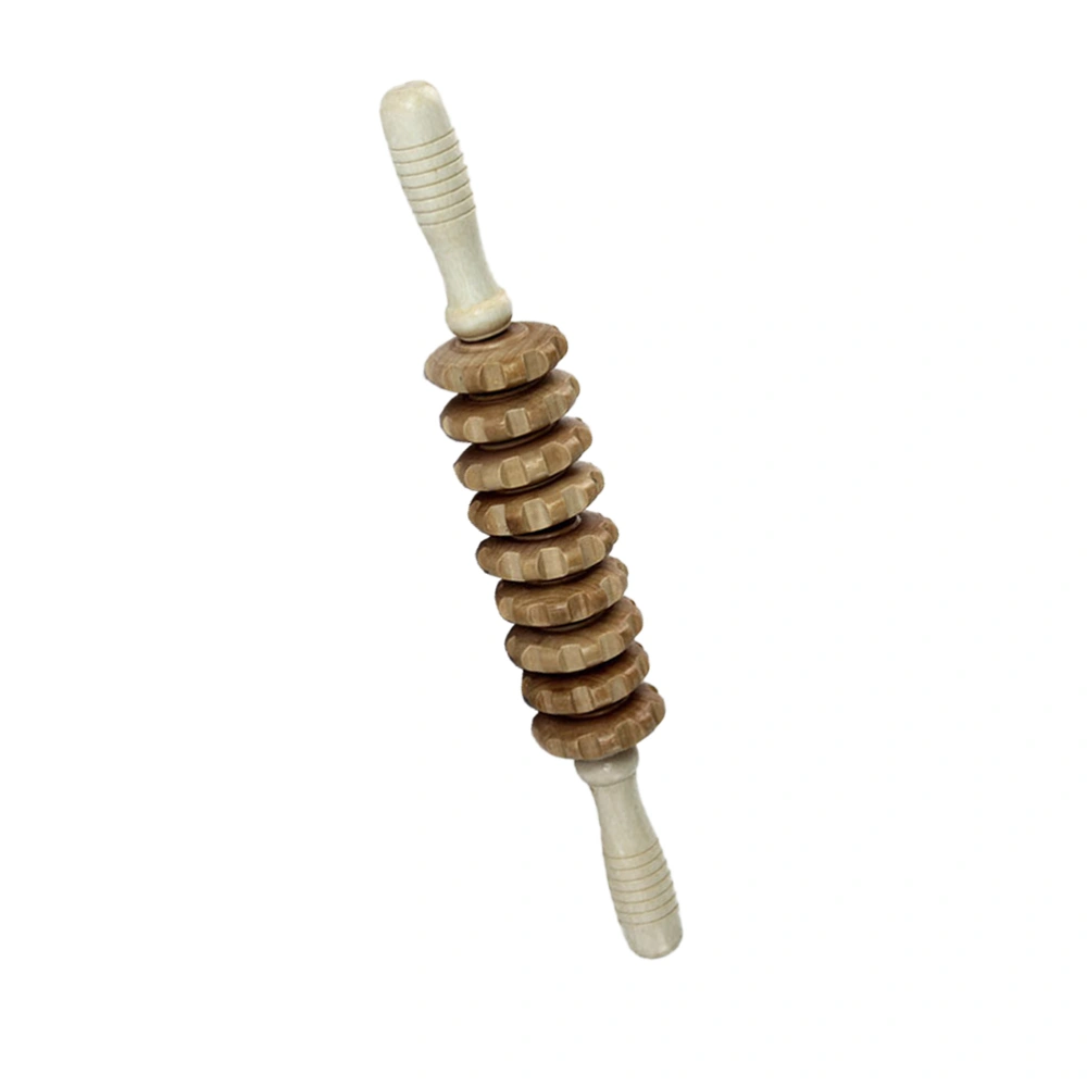 Wooden Nine-Wheel Massager Professional Massage Roller Full Body Massage Stick Yoga Relax Rod