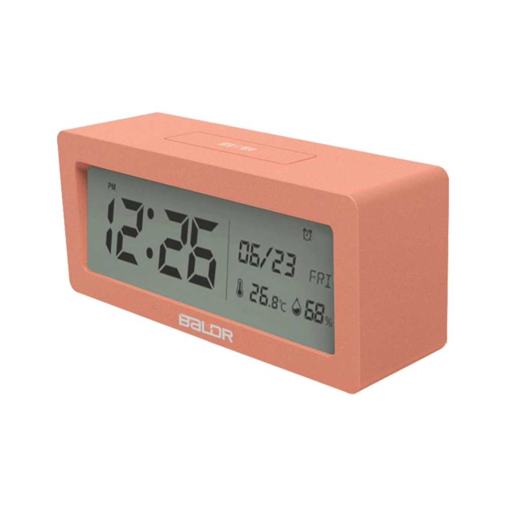 LCD Battery Powered Large Screen Display Digital Alarm Clock No Battery Included(Pink)