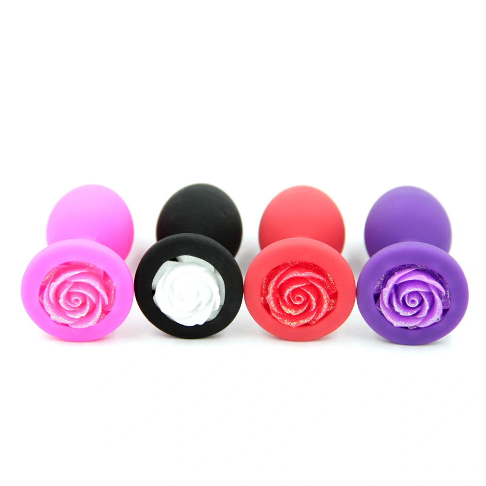 1pc Small Silica Gel Rose Butt Plug Anal Plug Prostate Massager Anal Plug for Men and Women (Random Color)