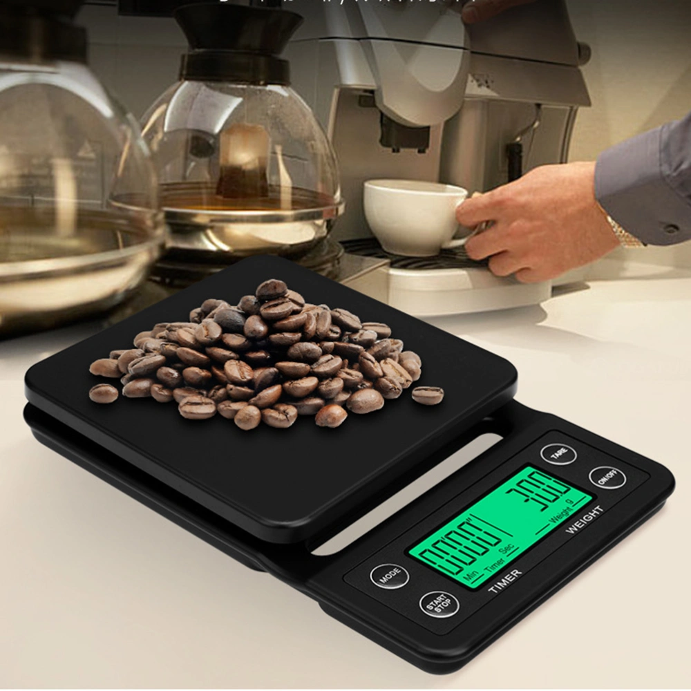 3KG/0.1G High Precision Mini Kitchen Coffee Scale Timing Scale No Battery Include(Black)