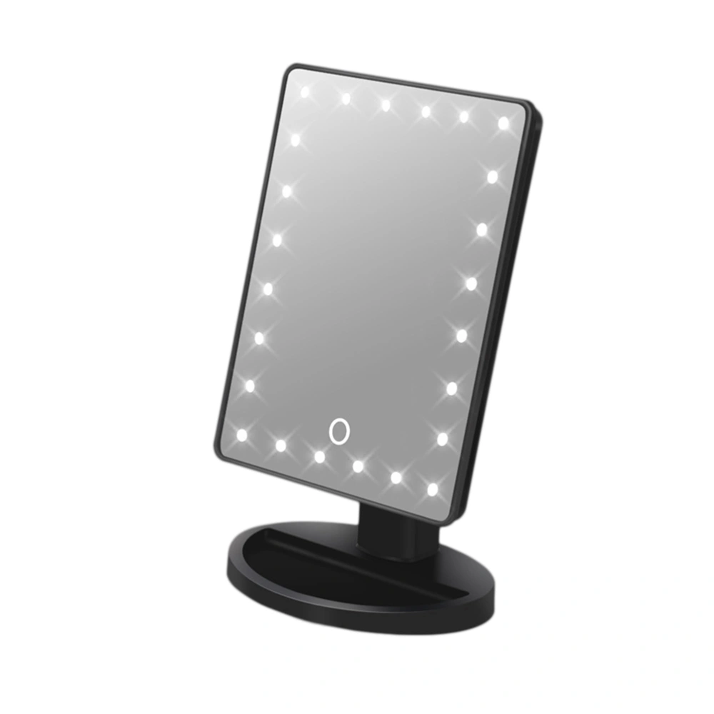 Cosmetic Beauty Mirror Touch Screen Square Mirror 24 Light Bulbs Illuminated LED Make Up Mirror(Black/No Battery)