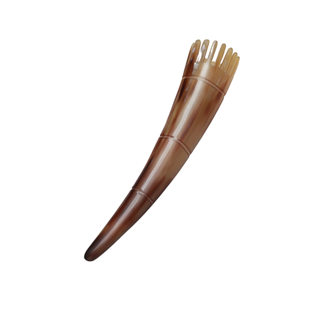 Natural Ox Horn Hair Comb Acupoint Massage Comb Scalp Cleaning Comb Head Massager (Long Handle)