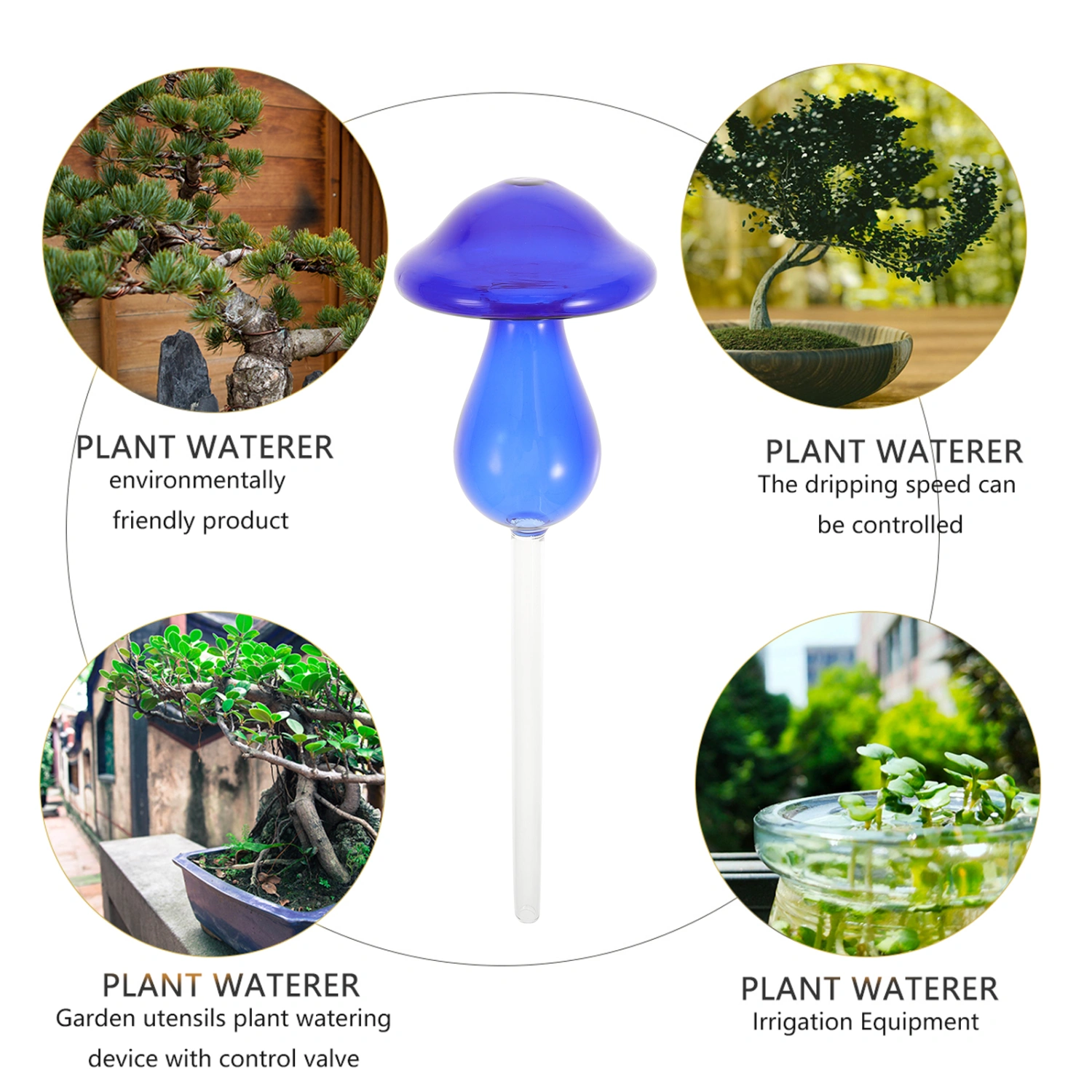 Glass Mushroom Automatic Watering Insert Glass Clear Self-watering Device Random Color