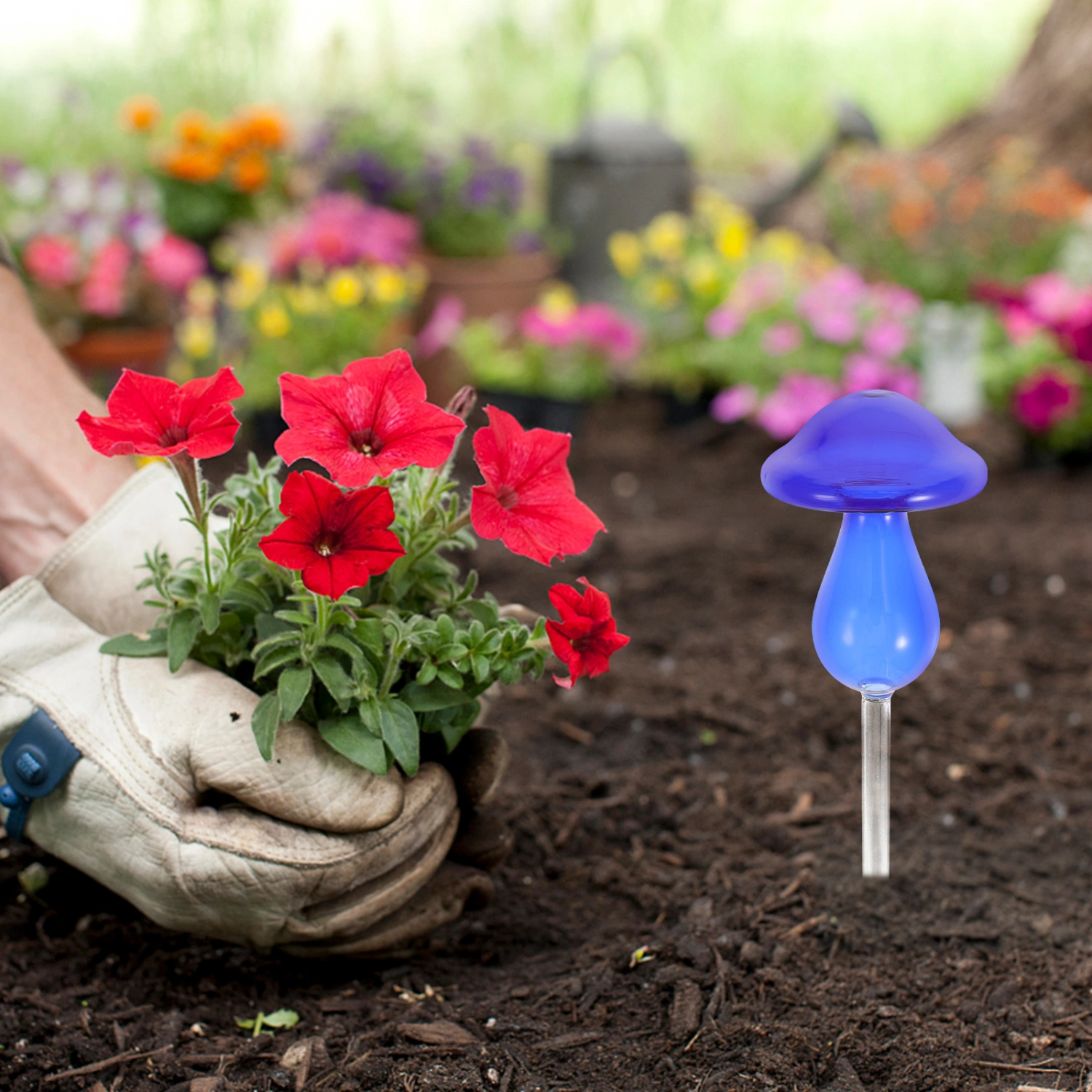 Glass Mushroom Automatic Watering Insert Glass Clear Self-watering Device Random Color