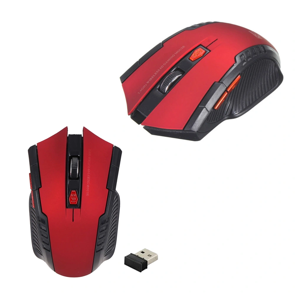 Optical Mouse 2.4ghz 6 Buttons USB Wireless Portable Optical Gaming Mouse for Game Playing Working (Red)