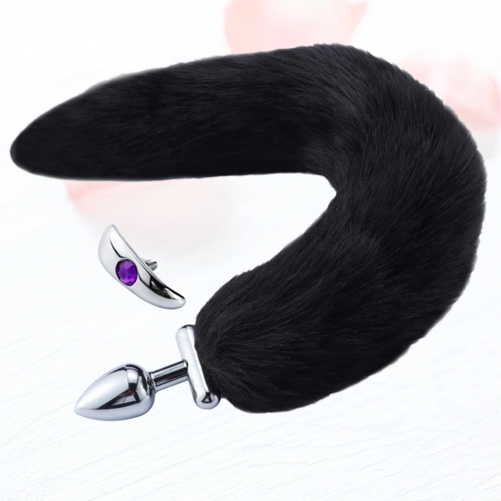 Tail Shaped Butt Plug Aluminium Alloy Anal Plug Women Use Butt Plug Sex Flirting Toy without Headband Black