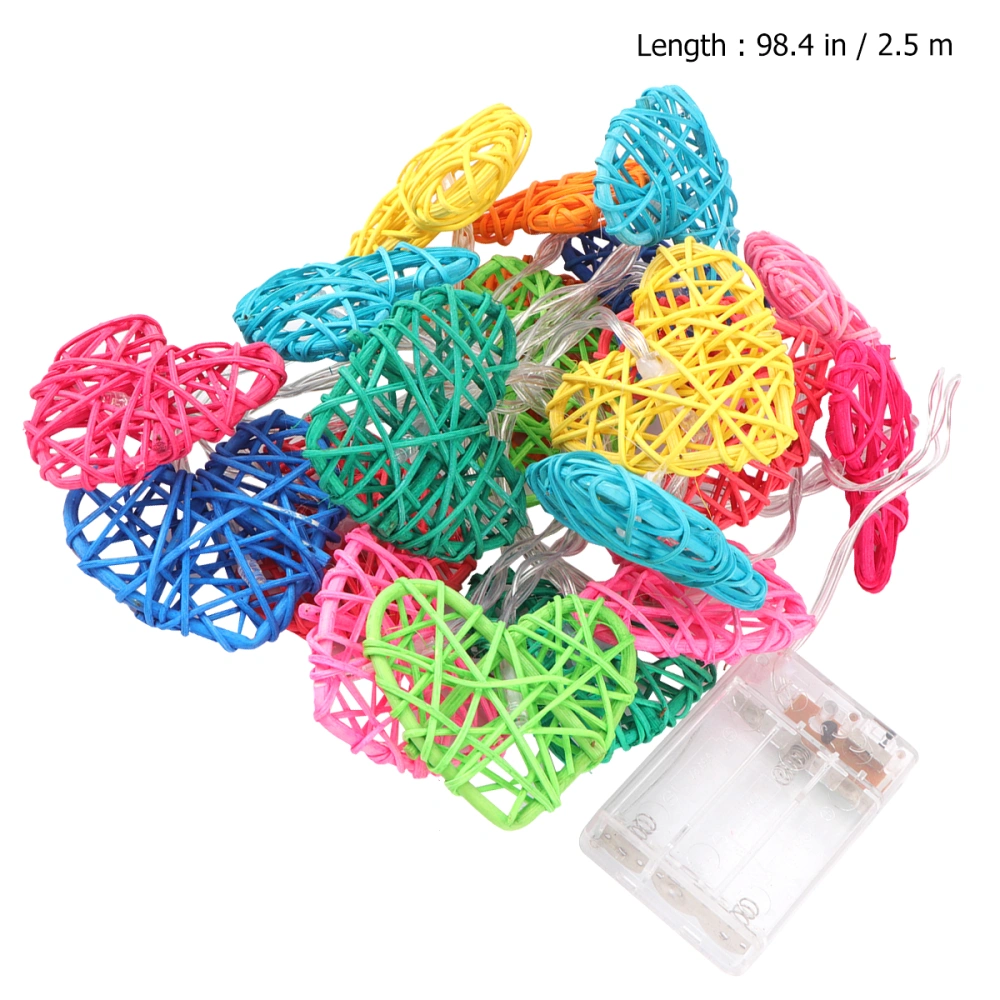 2.5M Valentine's Day Rattan Heart Shaped Lamp String 20 Love Lamp String (Coloful)