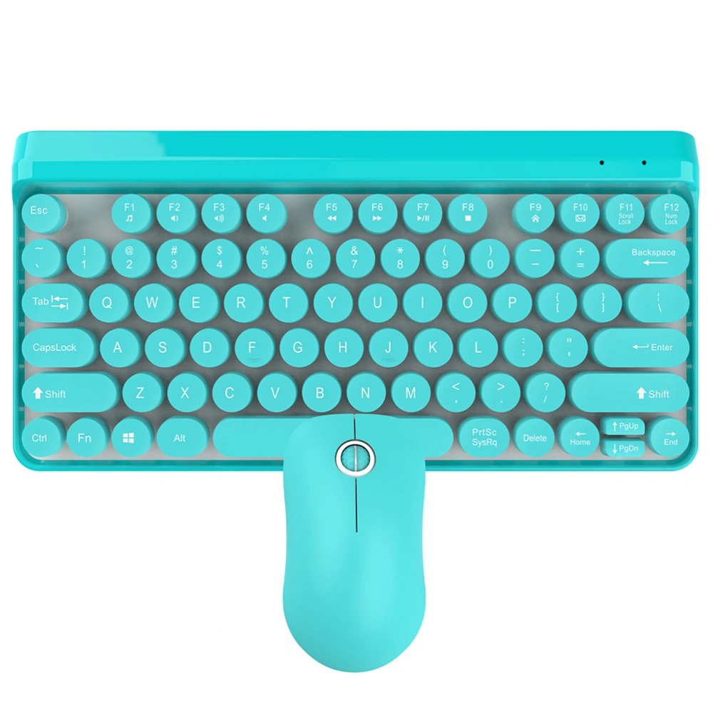 2.4G Punk Style Keycap Fashion Keyboard Set Wireless Keyboard Ultra-thin Business Keyboard with Mouse (L100, Sky-blue)