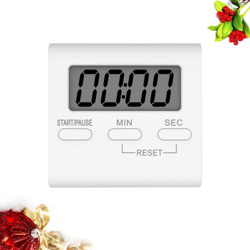 Digital Countdown Stopwatch Student Alarm Timer Kitchen Clock Timekeeper without Battery for Cooking Gym Bathroom (White)