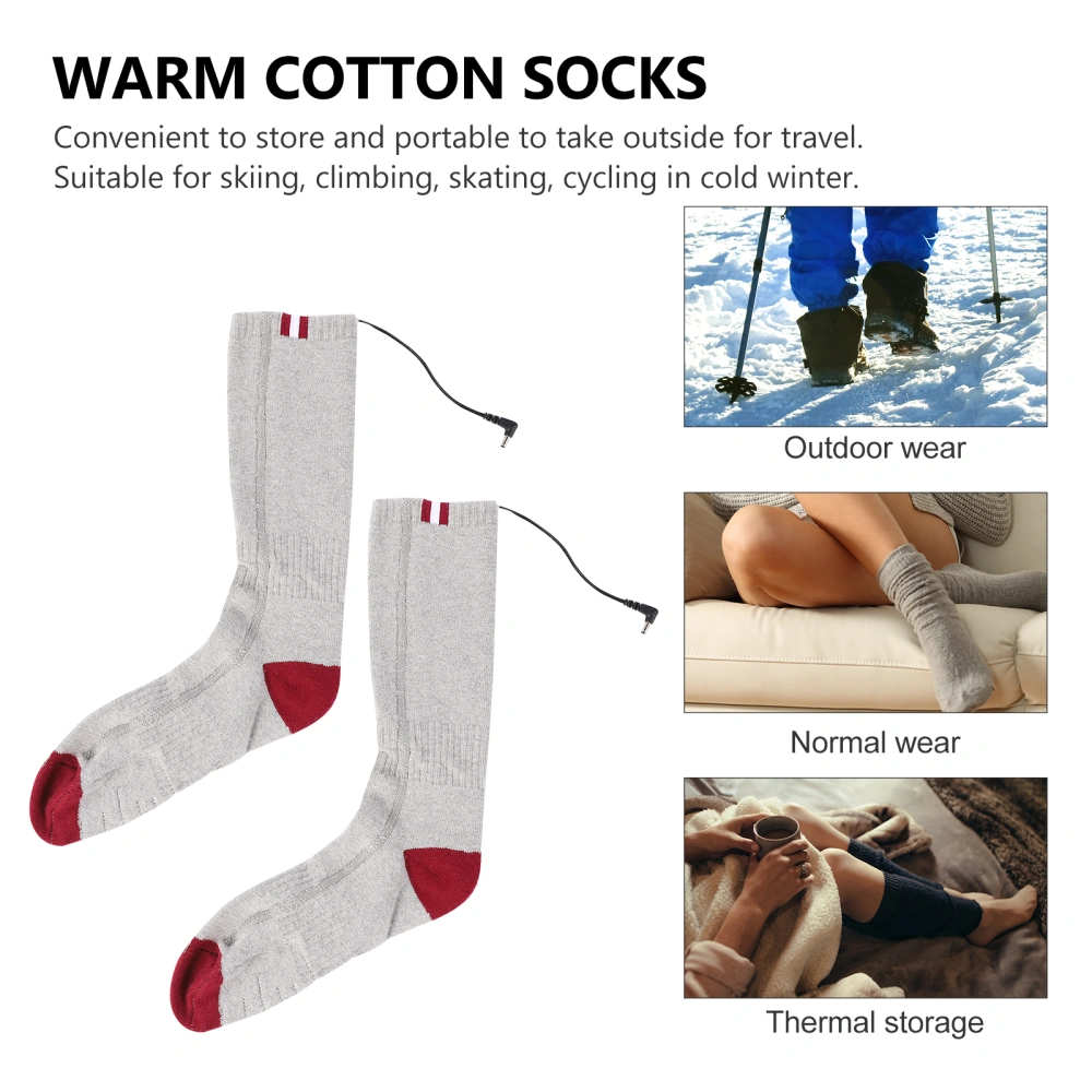 Heated Sock Men Women Battery Sock Electric Thermal Socks without Battery (Grey)