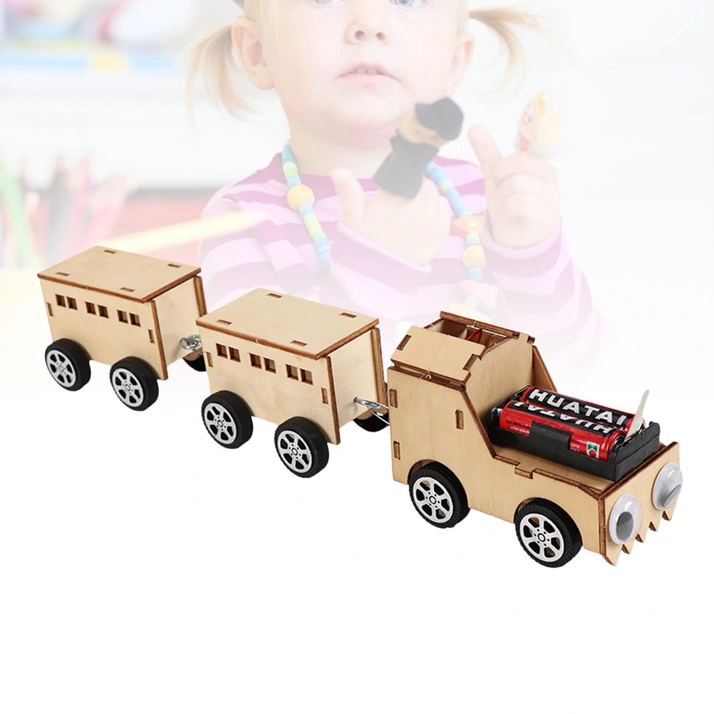 Woodcraft Toy Wooden Train Construction Kit Wood Model 3D Wooden Puzzle Children Educational Toy DIY Kit for Children for Kids Fun Toy