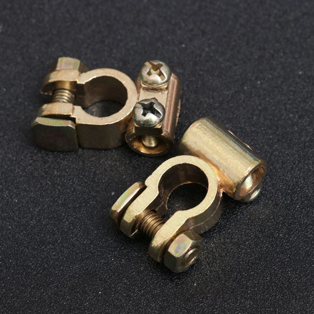 2pcs Car Battery Terminal Auto Terminal End Battery Terminal Clamp Connector Golden