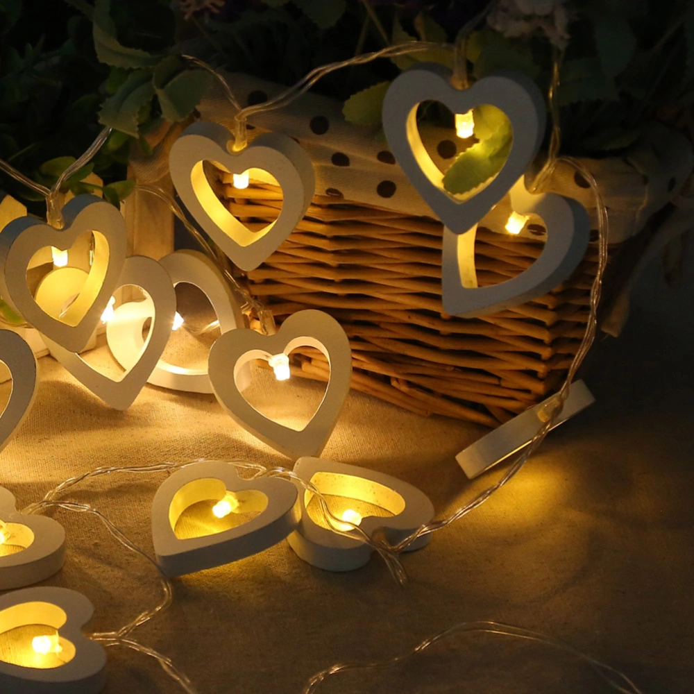 2pcs Christmas Heart Shape String Lights Lovely Fairy Light Decoration String Lamp for Wedding Party Bedroom Birthday (White, without Battery)