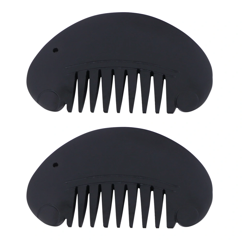 2pcs Stone Needle Scraping Massage Comb Natural Jade Massage Hair Smoothing Comb for Men Woman Girls (Semicircle Comb)