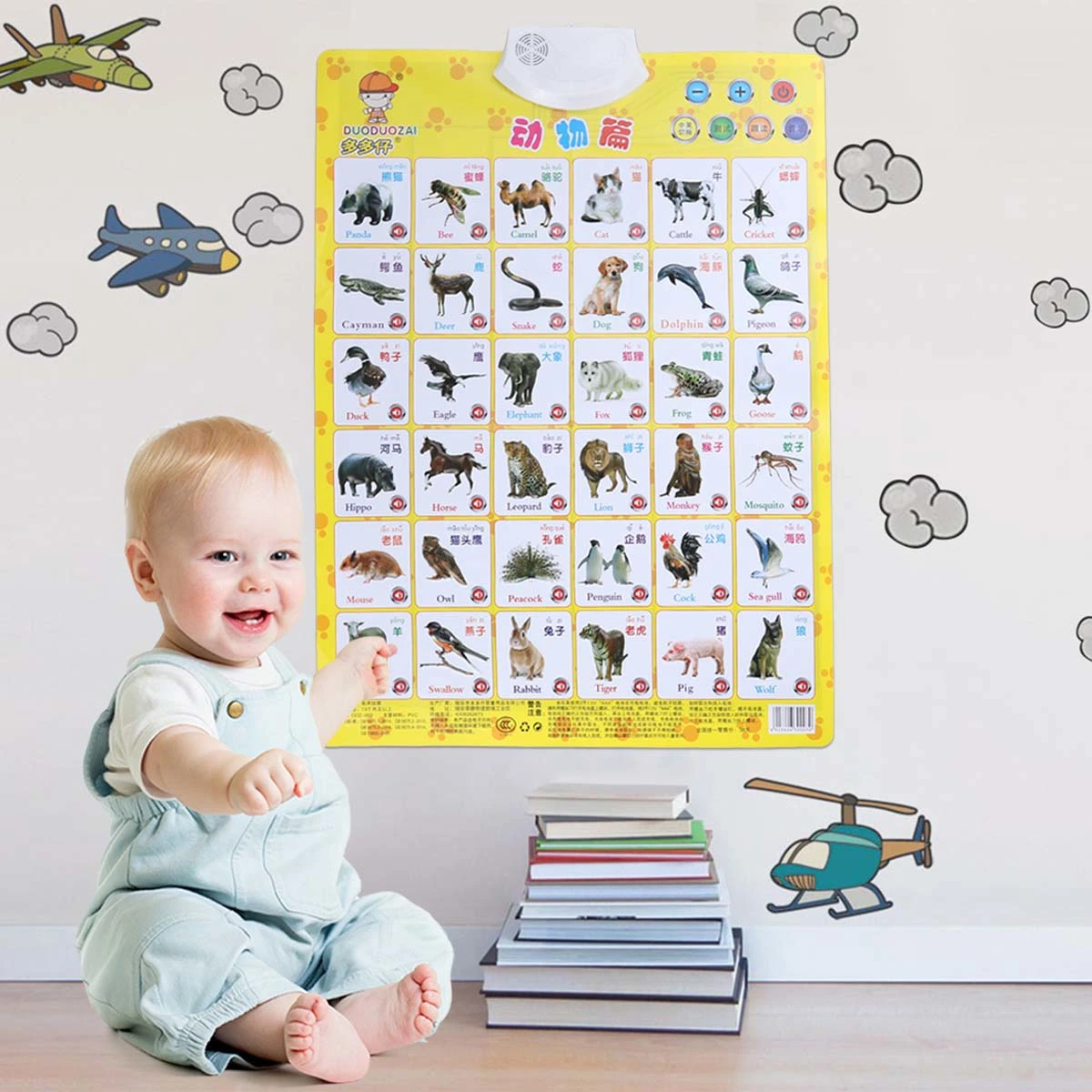 Sound Wall Chart Electronic Voice Chart Multifunction Preschool Toy Audio Animal Learning Chart Educational Toy for Children