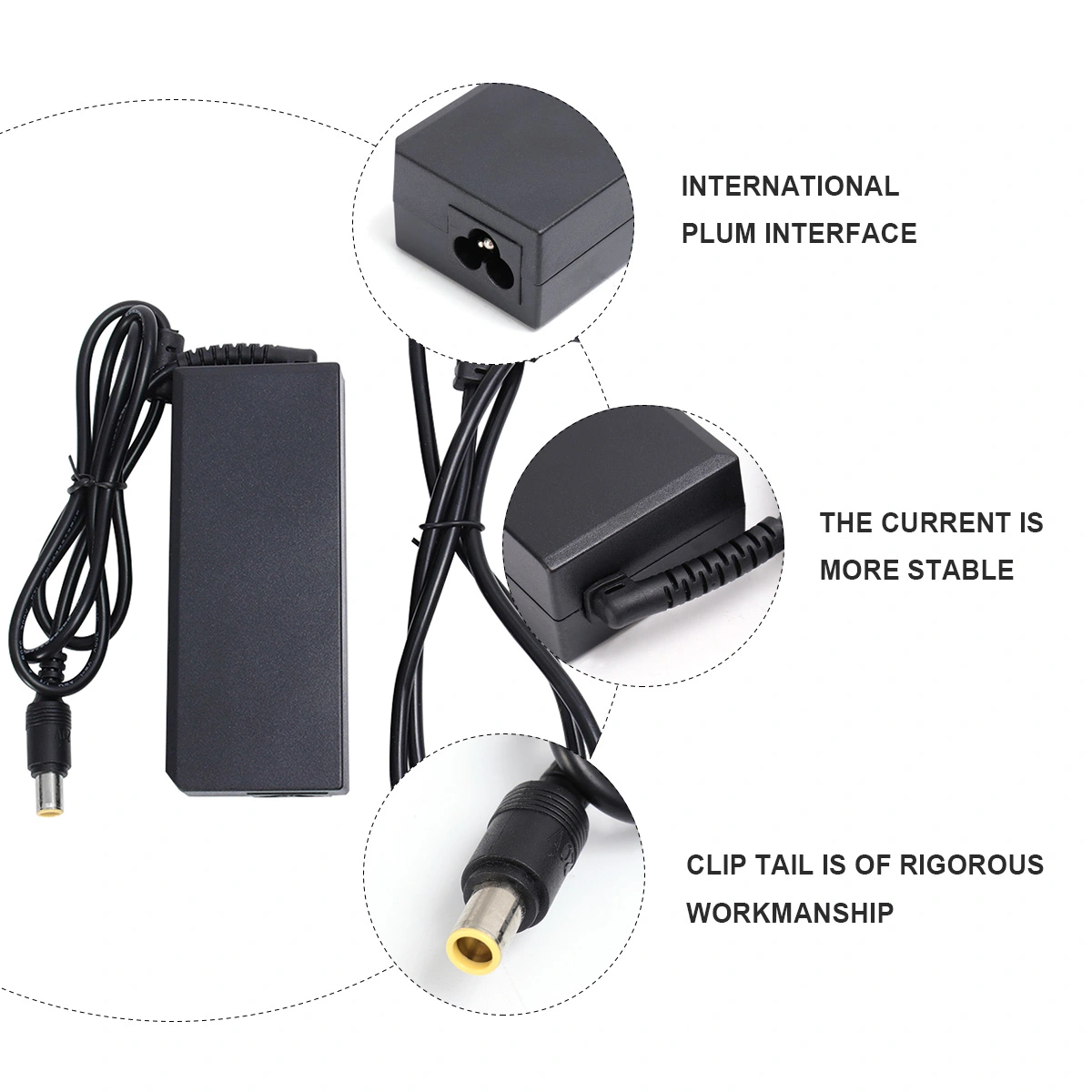20V 3.25A Laptop Power Adapter Practical Laptop Computer Charger with EU Plug (Black)