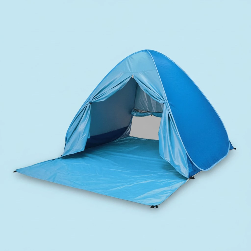1PC Beach Tent Automatic Sunshade Tent 2 Second Open Beach Tent Avoid Building Beach Tent Portable Outdoor Camping Tent for Beach Party Camping Blue with Curtain Style