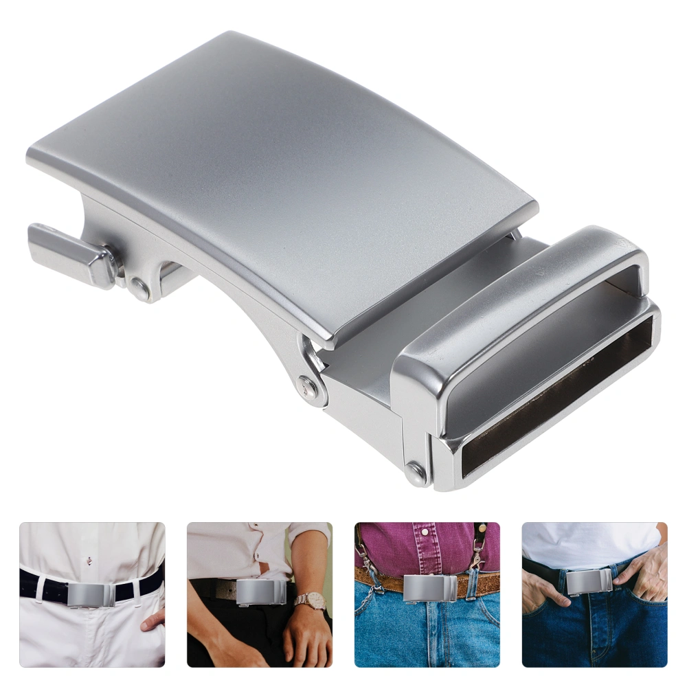 1Pc Fashion Men's Business Alloy Automatic Buckle Unique Mens Plaque Belt Buckles for Belt(Silver)