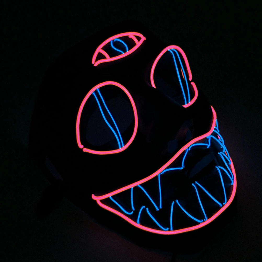 1Pc Halloween Horror Cold Light Mask Scary Three Eye Strange Pattern Mask Modeling Mask (without Battery)